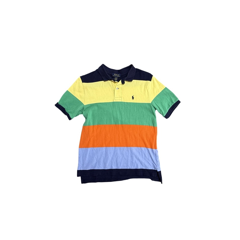 Polo Ralph Lauren Polo Shirt Boys 14-16 Colorblock Stripe Short Sleeve Knit Pony